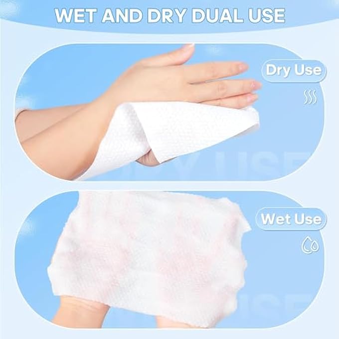 NALACAL FACE TOWELS, DISPOSABLE FACE CLEANING TOWEL FOR SENSITIVE SKIN LINT-FREE DAILY CLEAN TOWELS FOR FACE, BIODEGRADABLE FACE TOWELS FOR SKIN CARE, MAKE-UP WIPES AND FACIAL CLEANSING (4 PACKS - Image 4